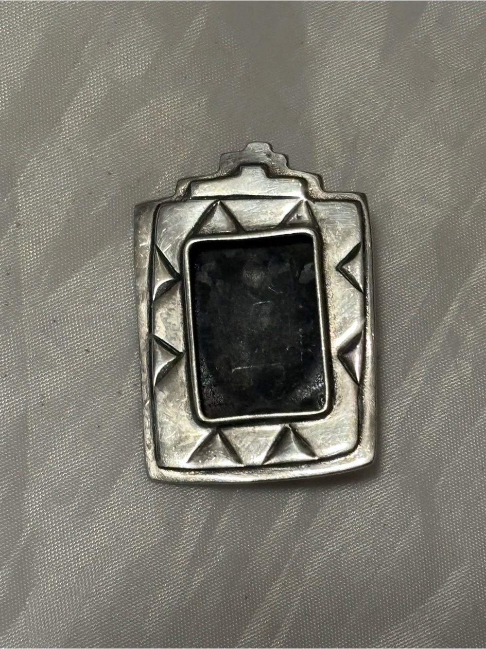 Sterling Silver Mini Photo Holder Geometric Pendant Pin